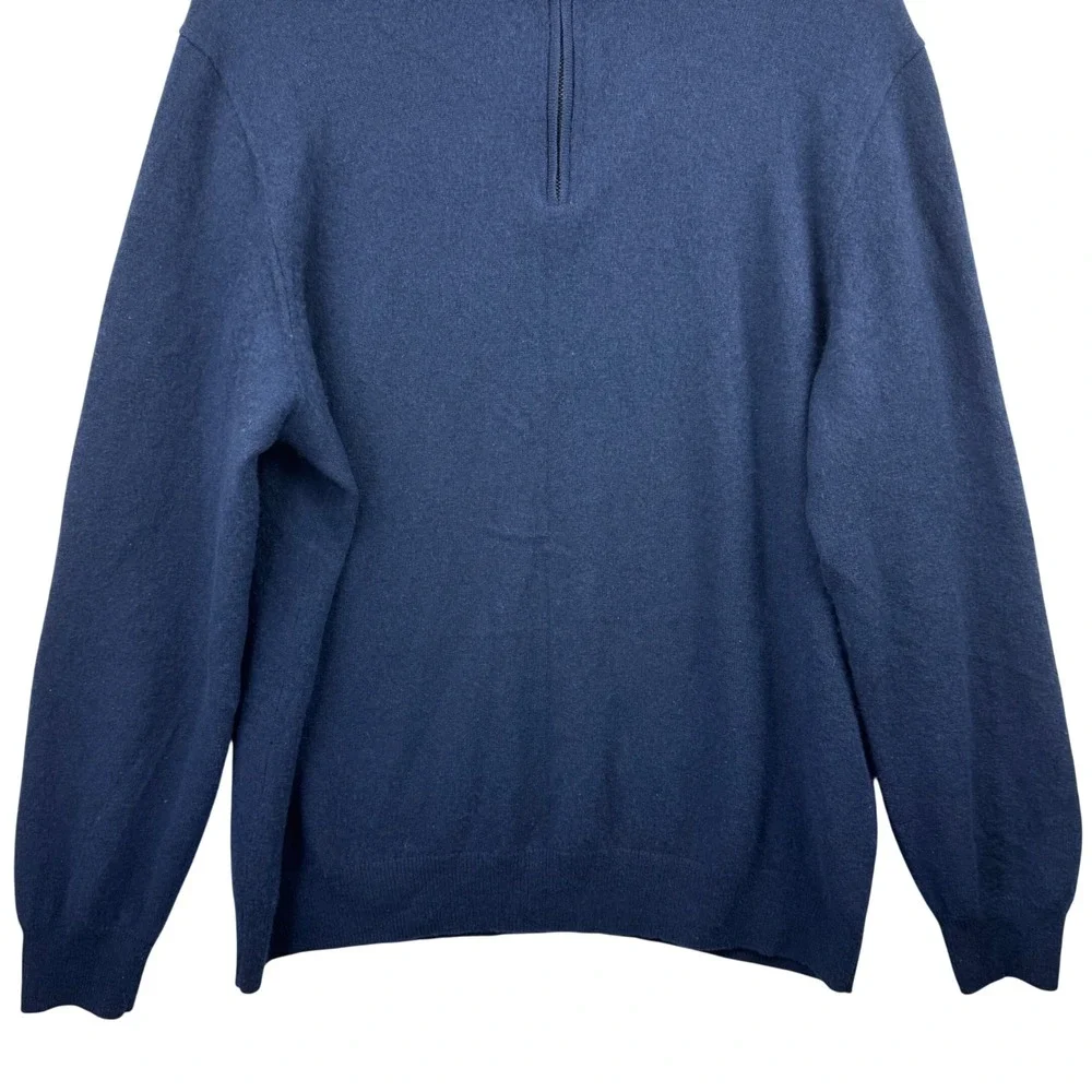 J. Crew Cashmere Quarter Zip Sweater Mens XL‎ Navy Blue Mock Neck Luxury Soft